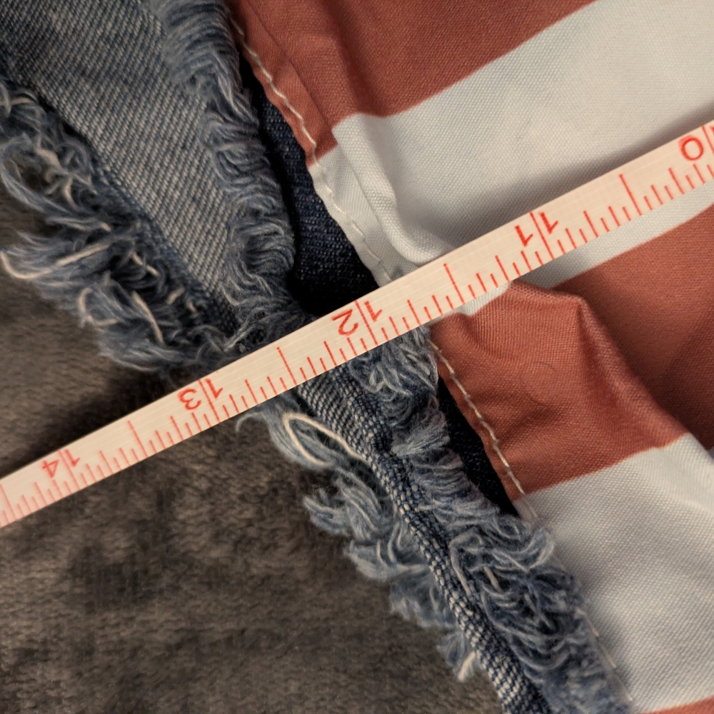 Patriotic Distressed Denim Jean Shorts - Blue/Red/White - Picture 5 of 6